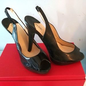 SPLASH patent platform peep-toe heels 8 NWOT